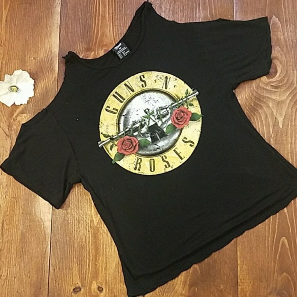 Guns and roses cold shoulder shirt
